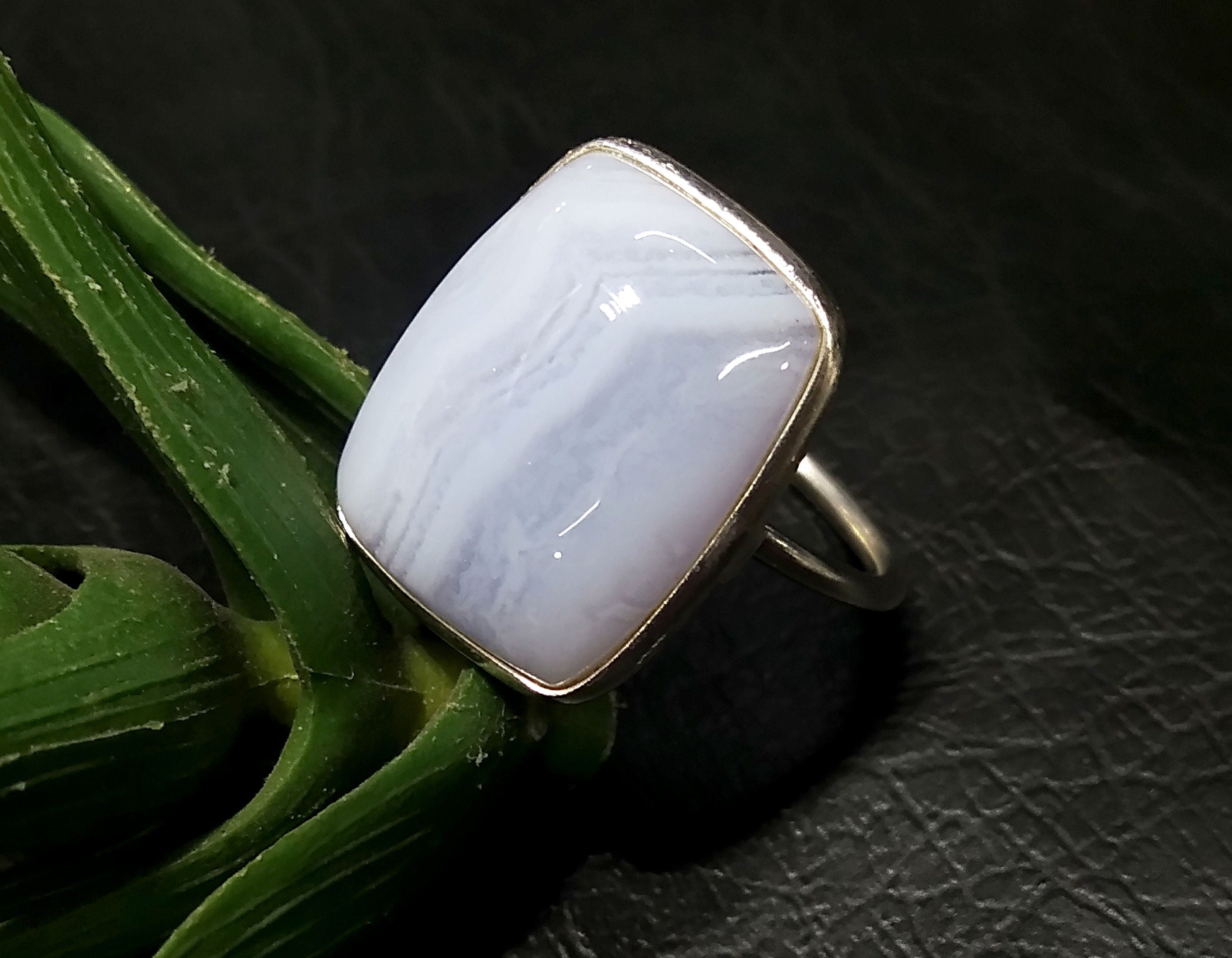 Natural Blue Lace Agate Gemstone Ring, 925 Solid Starling Silver Ring Jewelry, Stone Size 18x14mm Statement Ring, Gift Birthday Ring Jewelry